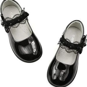 Girls Dress Shoes with Anti-Scratch Leather Princess Party Girls Shoes White
